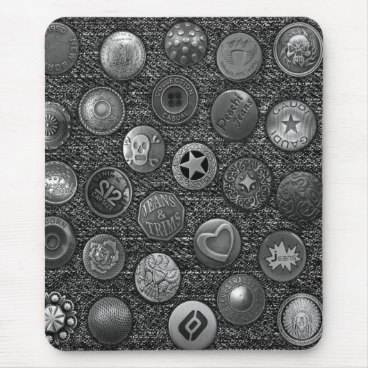 Moderne, schwarze Jeans mit Knöpfen Mousepad (Vorne)