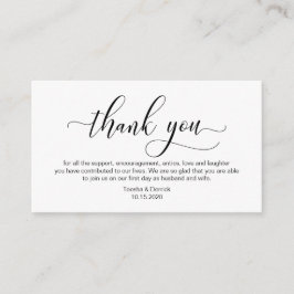 Moderne schwarze Kalligrafie, Hochzeit. Danke Begleitkarte