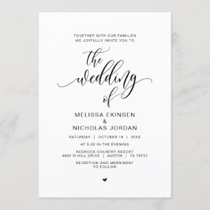 Moderne schwarze Kalligrafie, Hochzeit Einladung
