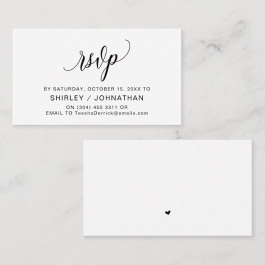 Moderne schwarze Kalligrafie, Hochzeitsszenario Begleitkarte (Vorne/Hinten)