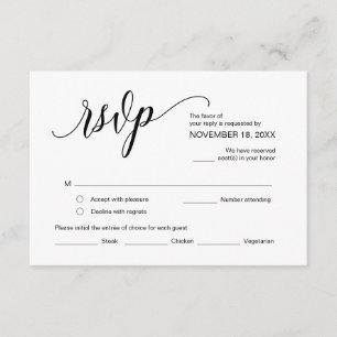 Moderne schwarze Kalligrafie ,Hochzeitsszenario RS Begleitkarte