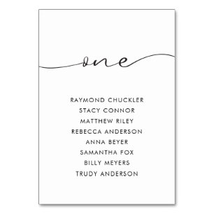 Moderne Schwarze Kalligrafie Hochzeittisch Eins Tischnummer