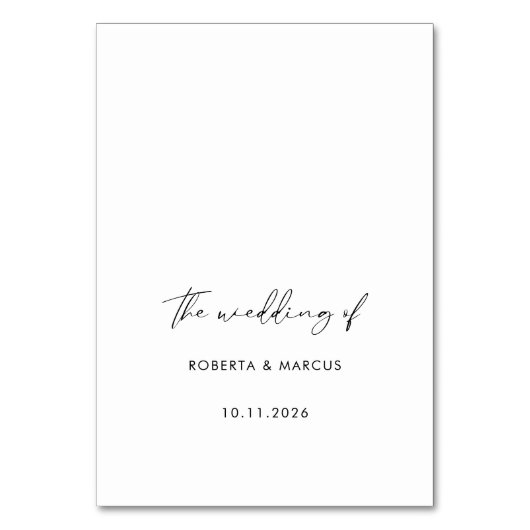 Moderne Schwarze Kalligrafie Hochzeittisch Fünf Tischnummer (Rückseite)