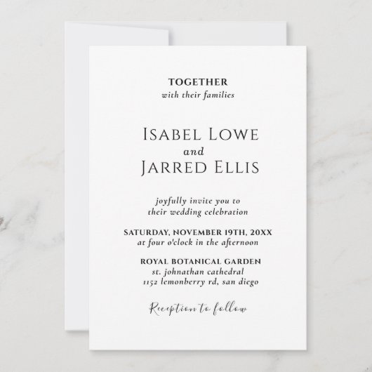 Moderne schwarze Kalligrafie in einer Hochzeit Einladung (Vorderseite)