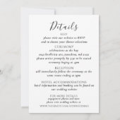 Moderne schwarze Kalligrafie in einer Hochzeit Einladung (Rückseite)