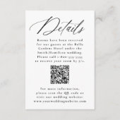 Moderne schwarze Kalligrafie QR Code Hochzeitdetai Begleitkarte (Vorderseite)