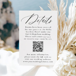 Moderne schwarze Kalligrafie QR Code Hochzeitdetai Begleitkarte