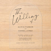 Moderne, schwarze Kalligraphie Acryleinladungen (Vorderseite)