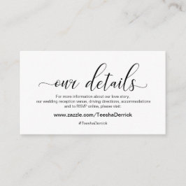 Moderne schwarze Kalligraphie, Hochzeit unserer De Begleitkarte