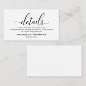 Moderne schwarze Kalligraphie, Hochzeitdetails Begleitkarte (Vorne/Hinten)