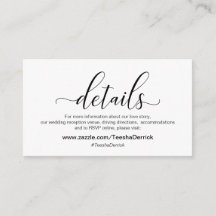 Moderne schwarze Kalligraphie, Hochzeitdetails