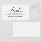 Moderne schwarze Kalligraphie, Hochzeitdetails Begleitkarte (Vorne/Hinten)