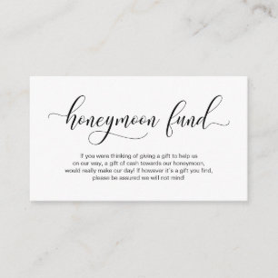 Moderne schwarze Kalligraphie, Wedding Honeymoon F Begleitkarte