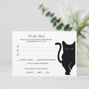 Moderne Schwarze Katze Hochzeit RSVP
