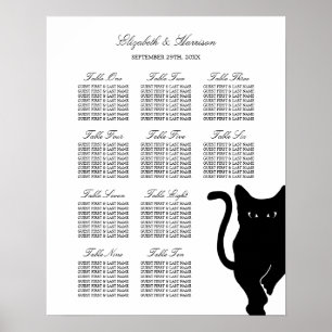 Moderne schwarze Katze Hochzeitstabelle Poster