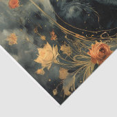 Moderne Schwarze Katze mit Blume - Decoupage- Seidenpapier (Detail)