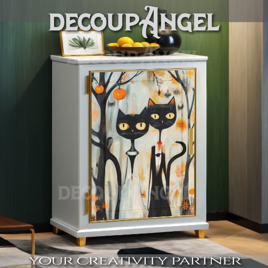 Moderne Schwarze Katzen Hochzeit Seidenpapier