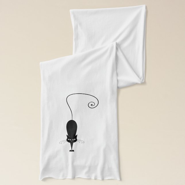 Moderne schwarze Katzen-und Tatzen-Drucke Schal (Links)