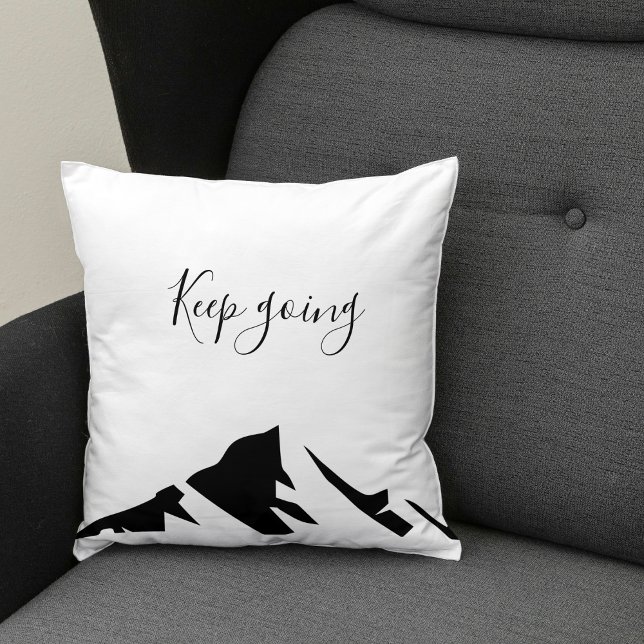 Moderne schwarze Keep Going Simple Kissen (Von Creator hochgeladen)