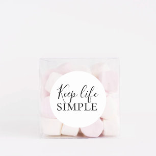 Moderne schwarze Keep Life Simple-Zitat Runder Aufkleber