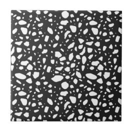 Moderne, schwarze Keramik mit weißem Dekor Fliese