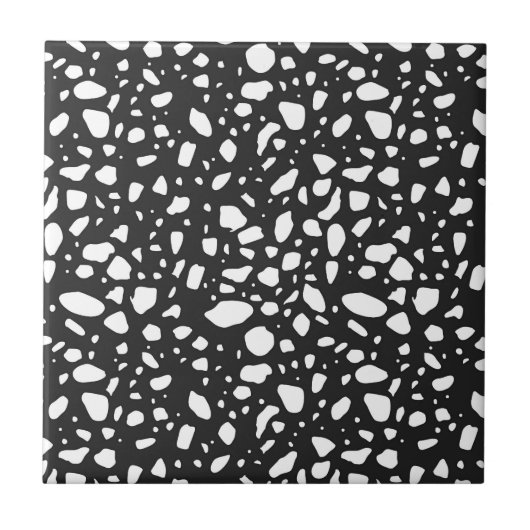 Moderne, schwarze Keramik mit weißem Dekor Fliese (Vorderseite)