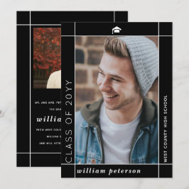 Moderne Schwarze Klasse 2025 Abschluss Foto Ankündigung