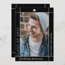 Moderne Schwarze Klasse 2025 Abschluss Foto Ankündigung