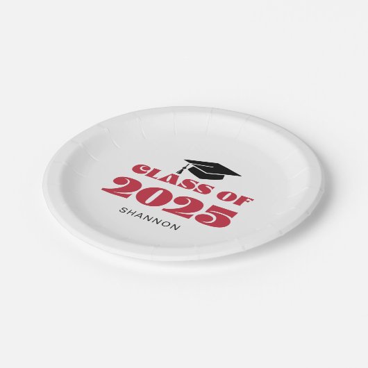 Moderne schwarze Klasse 2025 Pappteller (Schrägansicht)