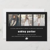 Moderne schwarze Klasse des GRAD-Abschlusses 2025 Ankündigung (Rückseite)