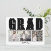 Moderne schwarze Klasse des GRAD-Abschlusses 2025 Einladung (Stehend Vorderseite)