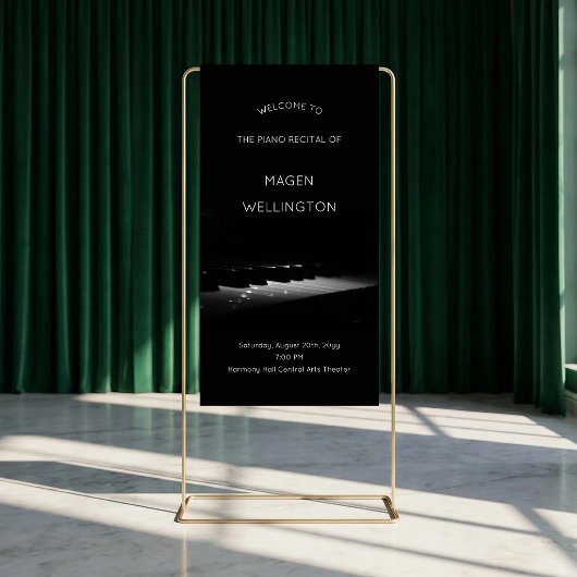 Moderne schwarze Klavierkonzert Begrüßung Banner