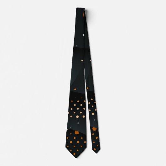 Moderne Schwarze Krawatte mit Orange Dot Pattern (Vorderseite)