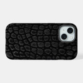 Moderne schwarze Krokodil iPhone 15 Hülle (Rückseite (Horizontal))
