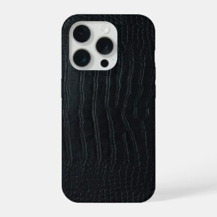 Moderne schwarze Krokodil iPhone 15 Pro Hülle