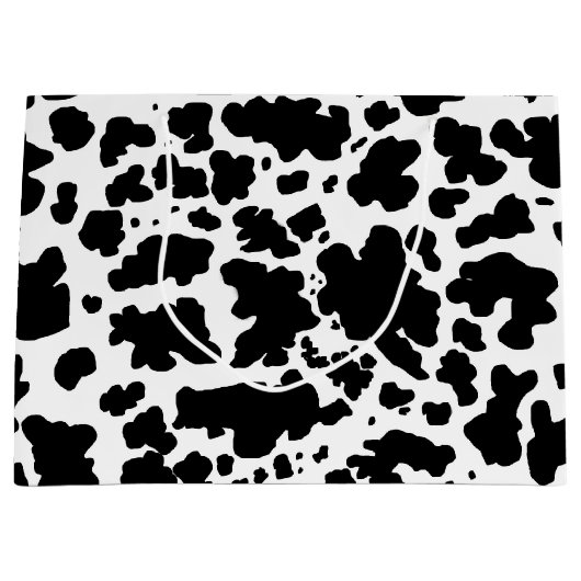 Moderne schwarze Kuhhaut Textur Tierdruck Große Geschenktüte (Vorderseite)