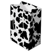 Moderne schwarze Kuhhaut Textur Tierdruck Mittlere Geschenktüte (Rückseite Schrägansicht)