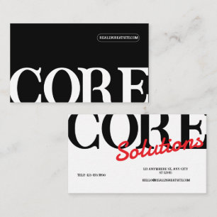 Moderne schwarze kühne CORE-Typografie Visitenkart Visitenkarte