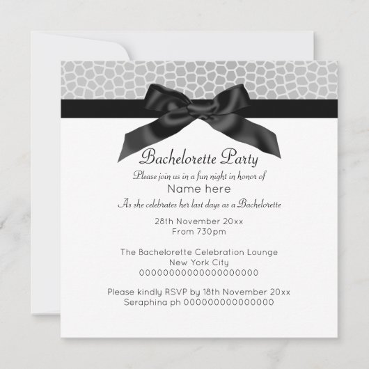 MODERNE SCHWARZE LEOPARD BACHELORETTE EINLADUNG (Vorderseite)