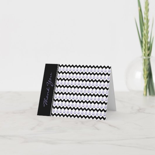 Moderne schwarze Lila Zickzack Friedenszeichen Vie Dankeskarte (Vorderseite)