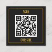 Moderne schwarze Logo-QR-Code-Scan-Website Quadratische Visitenkarte (Rückseite)