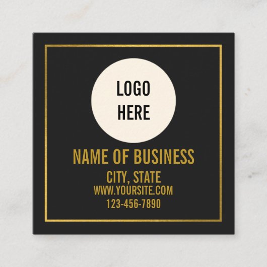 Moderne schwarze Logo-QR-Code-Scan-Website Quadratische Visitenkarte (Vorderseite)