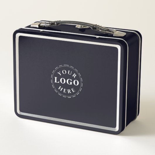 Moderne schwarze Lunchbox mit Ihrem Logo (Rückseite)