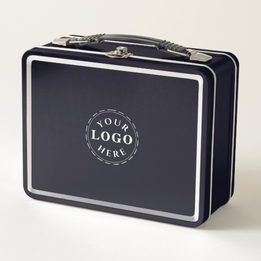 Moderne schwarze Lunchbox mit Ihrem Logo (Vorderseite)