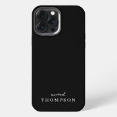 Moderne schwarze Luxus-Profimonogramm iPhone Hülle (Rückseite)
