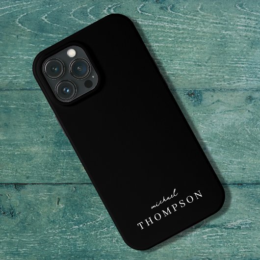 Moderne schwarze Luxus-Profimonogramm iPhone Hülle