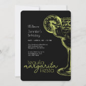 Moderne schwarze Margarita Fiesta Geburtstagsparty Einladung (Vorderseite)