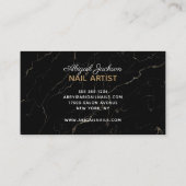 Moderne schwarze Marmor-Gold-Nägel nach "Name" Visitenkarte (Rückseite)