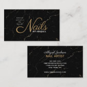 Moderne schwarze Marmor-Gold-Nägel nach "Name" Visitenkarte (Vorne/Hinten)