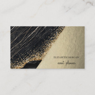 Moderne schwarze Marmor-Goldpailletten, geometrisc Visitenkarte